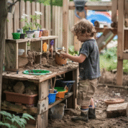 Zandtaartjes, modderkoeken of lekker iets anders maken. Naast de buitenkeuken.